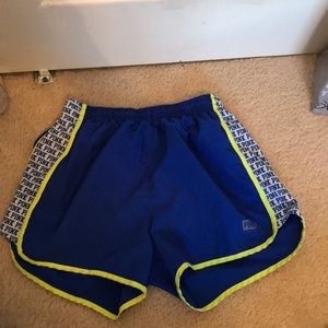 Blue and neon yellow athletic shorts-pink